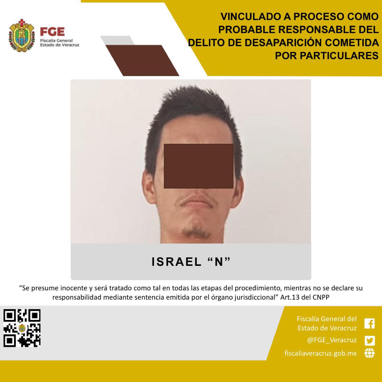 FGE OBTIENE VINCULACIÓN A PROCESO CONTRA PRESUNTO RESPONSABLE DEL DELITO DE DESAPARICIÓN COMETIDA POR PARTICULARES