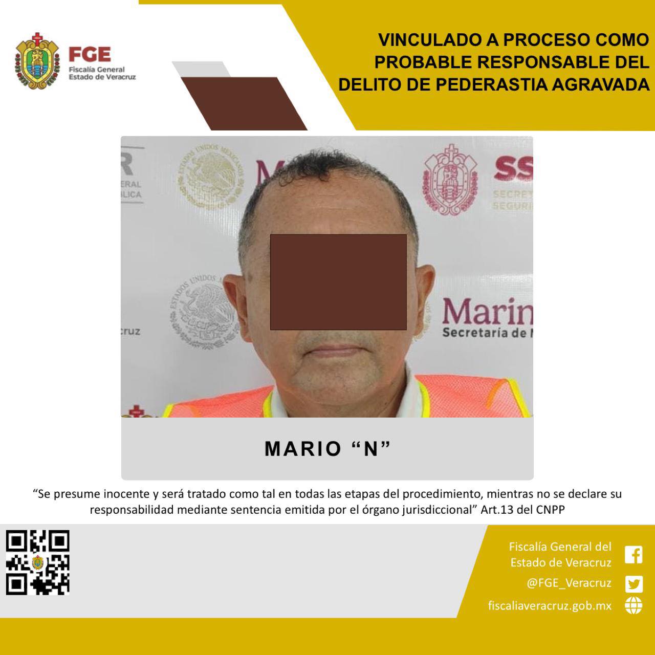 FISCALÍA ESPECIALIZADA OBTIENE VINCULACIÓN EN CONTRA DE PROBABLE RESPONSABLE POR PEDERASTIA AGRAVADA EN TIERRA BLANCA Y CUITLÁHUAC.