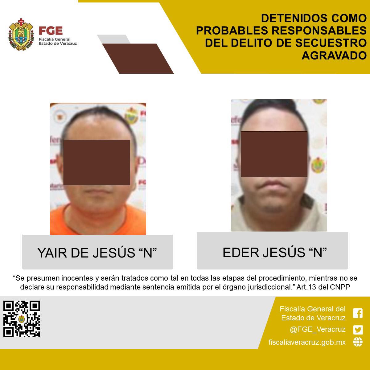 DETENIDOS COMO PROBABLES RESPONSABLES DEL DELITO DE SECUESTRO AGRAVADO