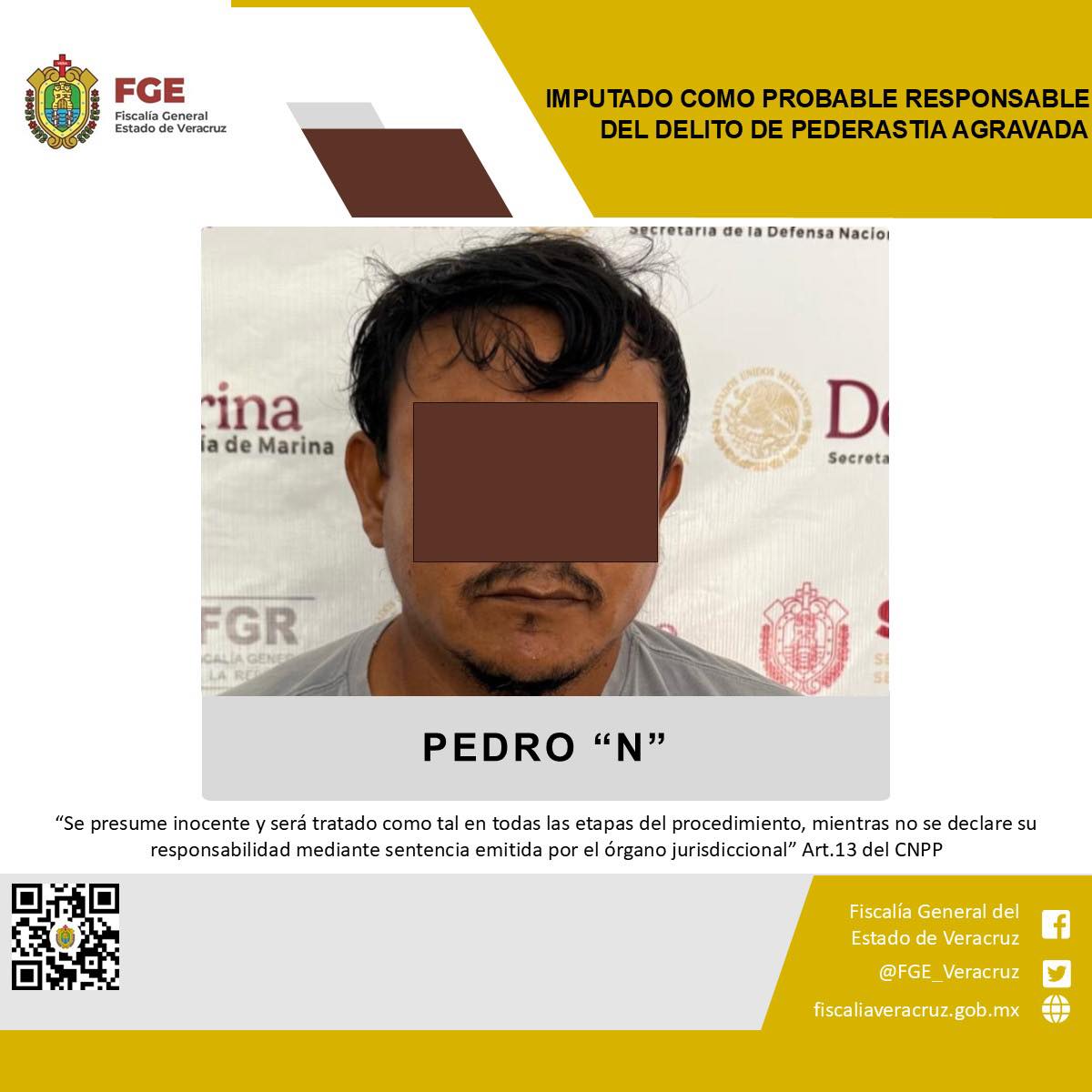 Imputado como probable responsable del delito de pederastia agravada