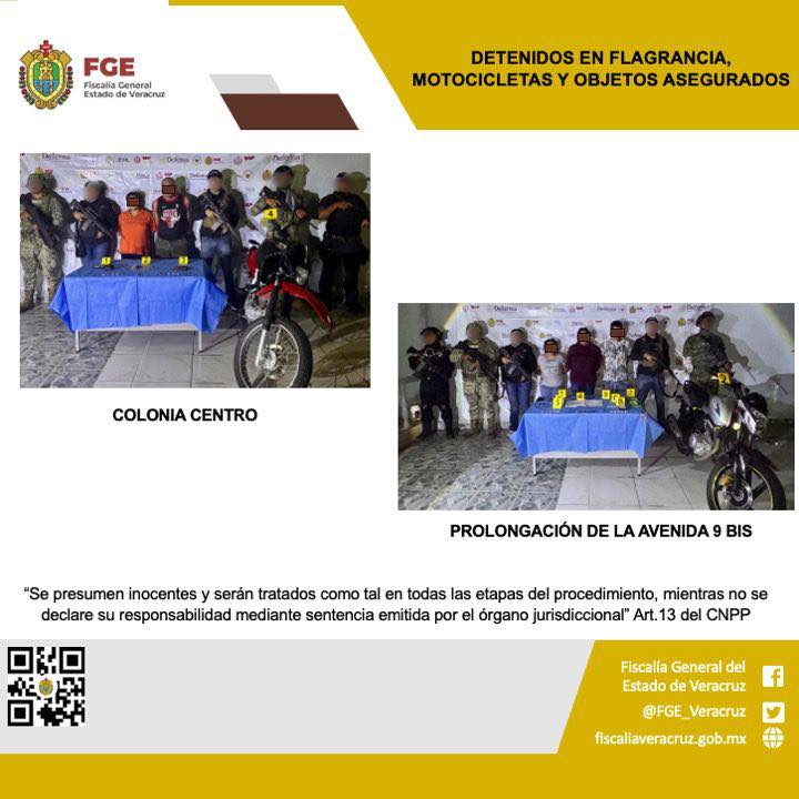 CINCO PERSONAS DETENIDAS, MOTOCICLETAS Y OBJETOS ASEGURADOS EN OPERATIVOS DE CATEO CON FUERZAS FEDERALES Y ESTATALES EN HUATUSCO.