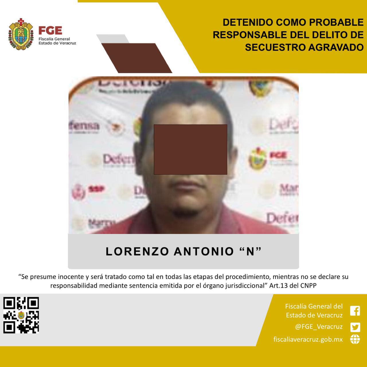 Aprehendido en Tamaulipas como probable responsable del delito de secuestro agravado