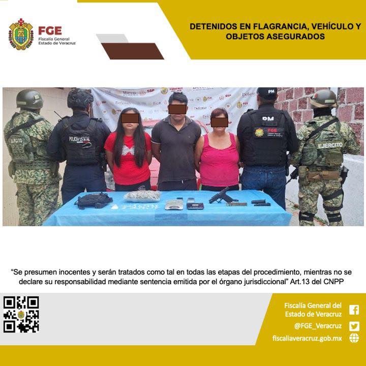 TRES PERSONAS DETENIDAS, VEHÍCULO Y OBJETOS ASEGURADOS EN OPERATIVO DE CATEO CON FUERZAS FEDERALES Y ESTATALES EN SANTIAGO TUXTLA.