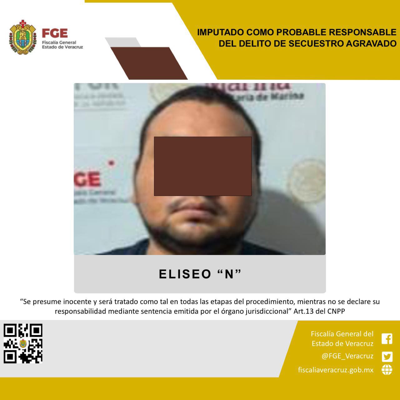 Imputado como probable responsable del delito de secuestro agravado