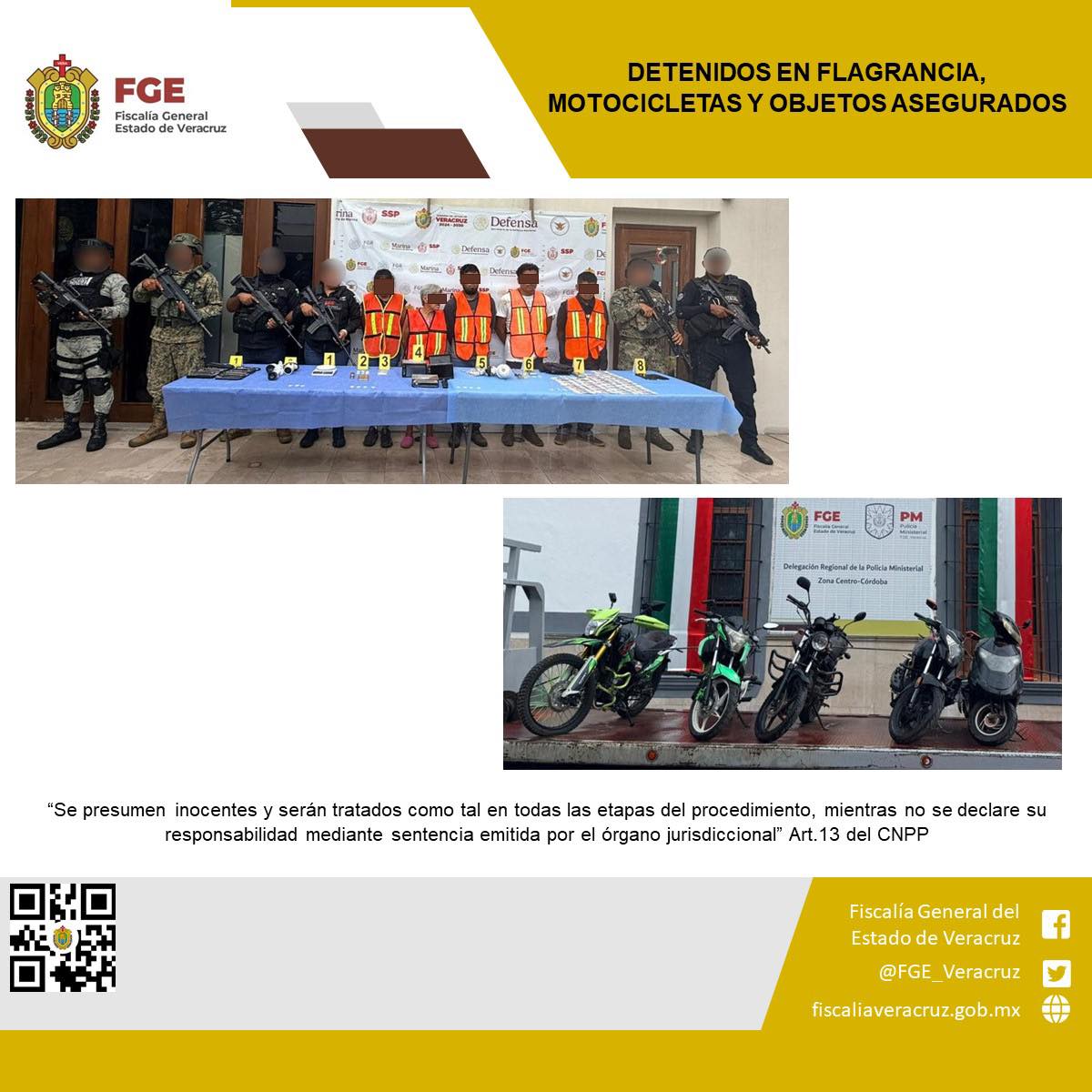 CINCO PERSONAS DETENIDAS, MOTOCICLETAS Y OBJETOS ASEGURADOS EN OPERATIVO DE CATEO CON FUERZAS FEDERALES Y ESTATALES EN CÓRDOBA