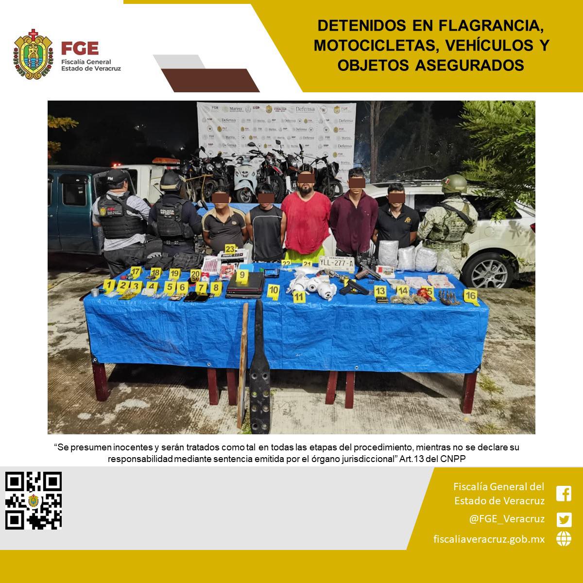 CINCO PERSONAS DETENIDAS, MOTOCICLETAS, VEHÍCULOS Y OBJETOS ASEGURADOS EN OPERATIVO DE CATEO CON FUERZAS FEDERALES Y ESTATALES EN CATEMACO