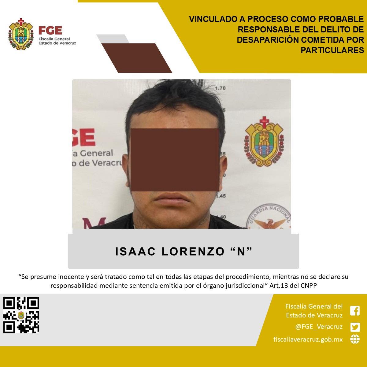 VINCULADO A PROCESO COMO PROBABLE RESPONSABLE DEL DELITO DE DESAPARICIÓN COMETIDA POR PARTICULARES