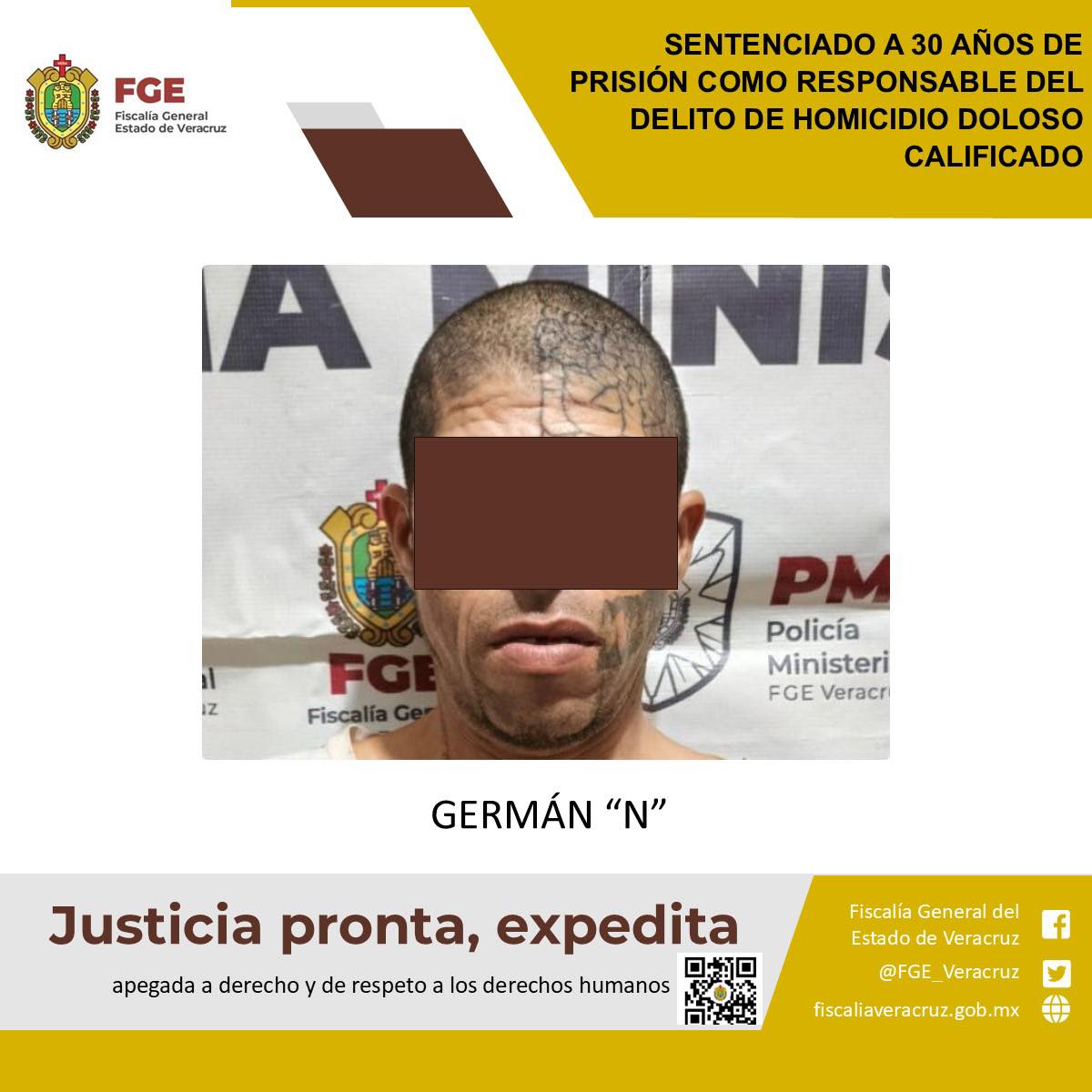 Sentenciado a 30 años de prisión como responsable del delito de homicidio doloso calificado