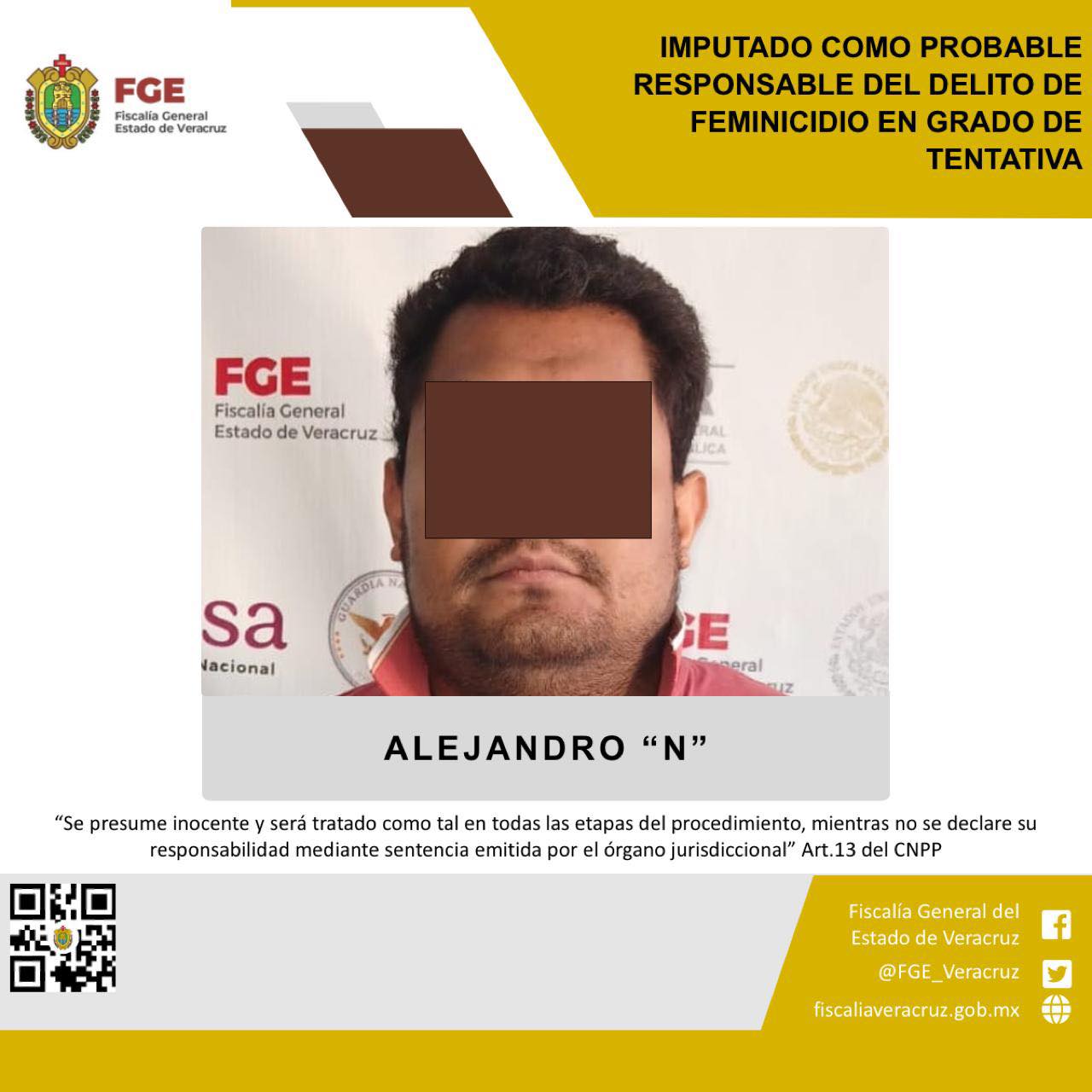 Imputado como probable responsable del delito de feminicidio en grado de tentativa