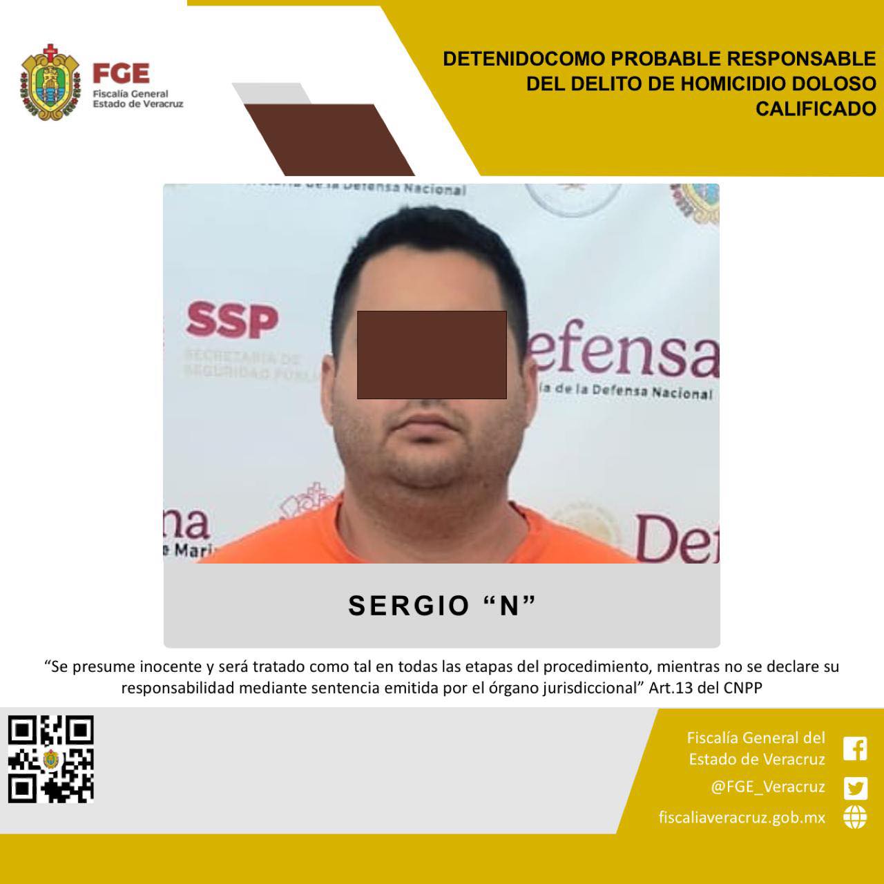 DETENIDO COMO PROBABLE RESPONSABLE DEL DELITO DE HOMICIDIO DOLOSO CALIFICADO