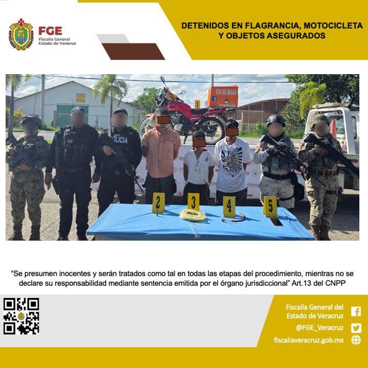 TRES PERSONAS DETENIDAS, MOTOCICLETA Y OBJETOS ASEGURADOS EN OPERATIVO DE CATEO CON FUERZAS FEDERALES Y ESTATALES EN MARTÍNEZ DE LA TORRE
