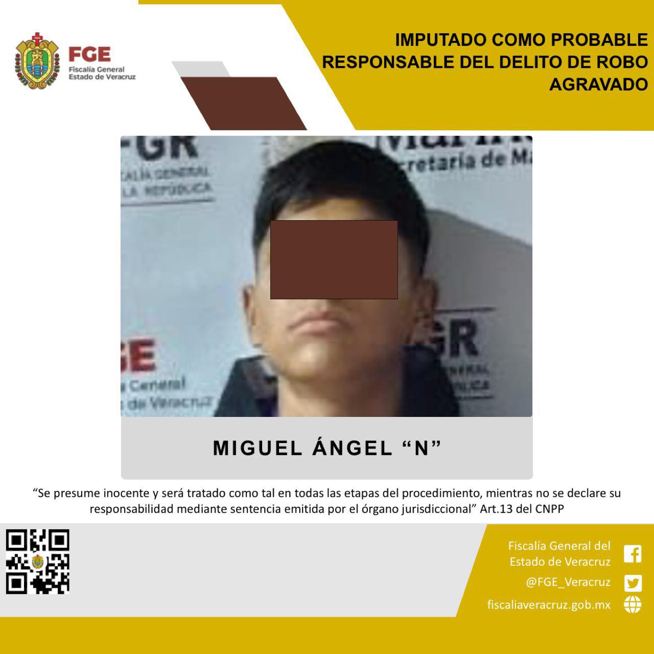 Imputado como probable responsable del delito de robo agravado
