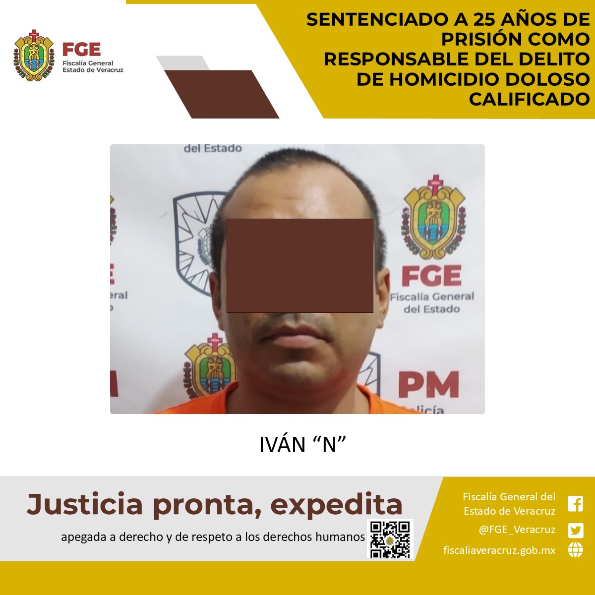 Sentenciado a 25 años de prisión como responsable del delito de homicidio doloso calificado