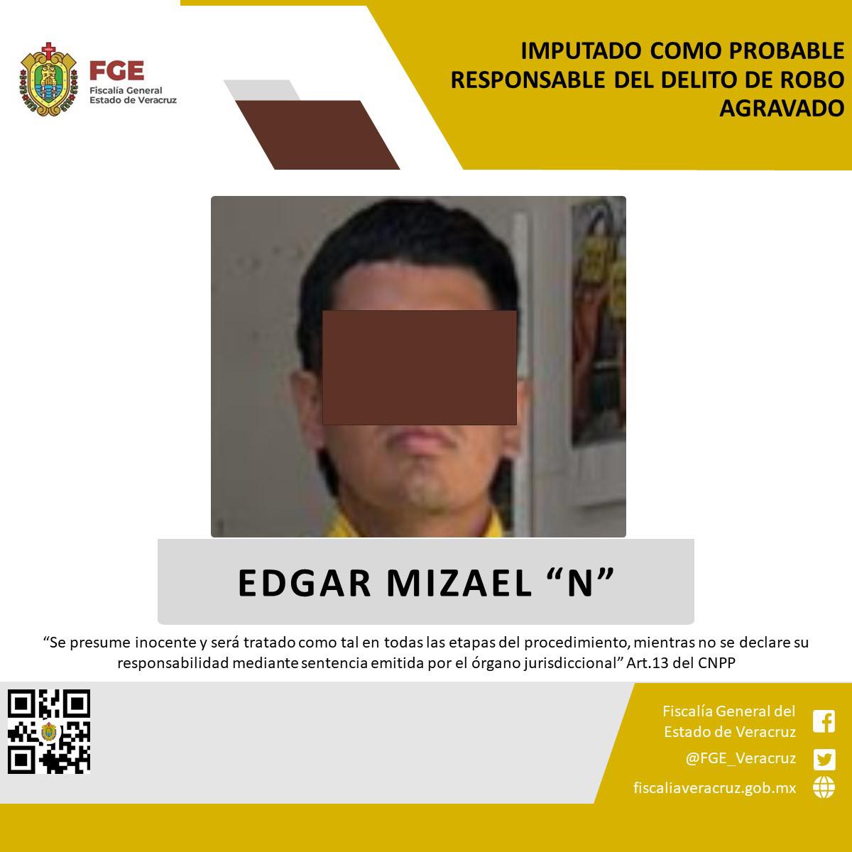 Imputado como probable responsable del delito de robo agravado