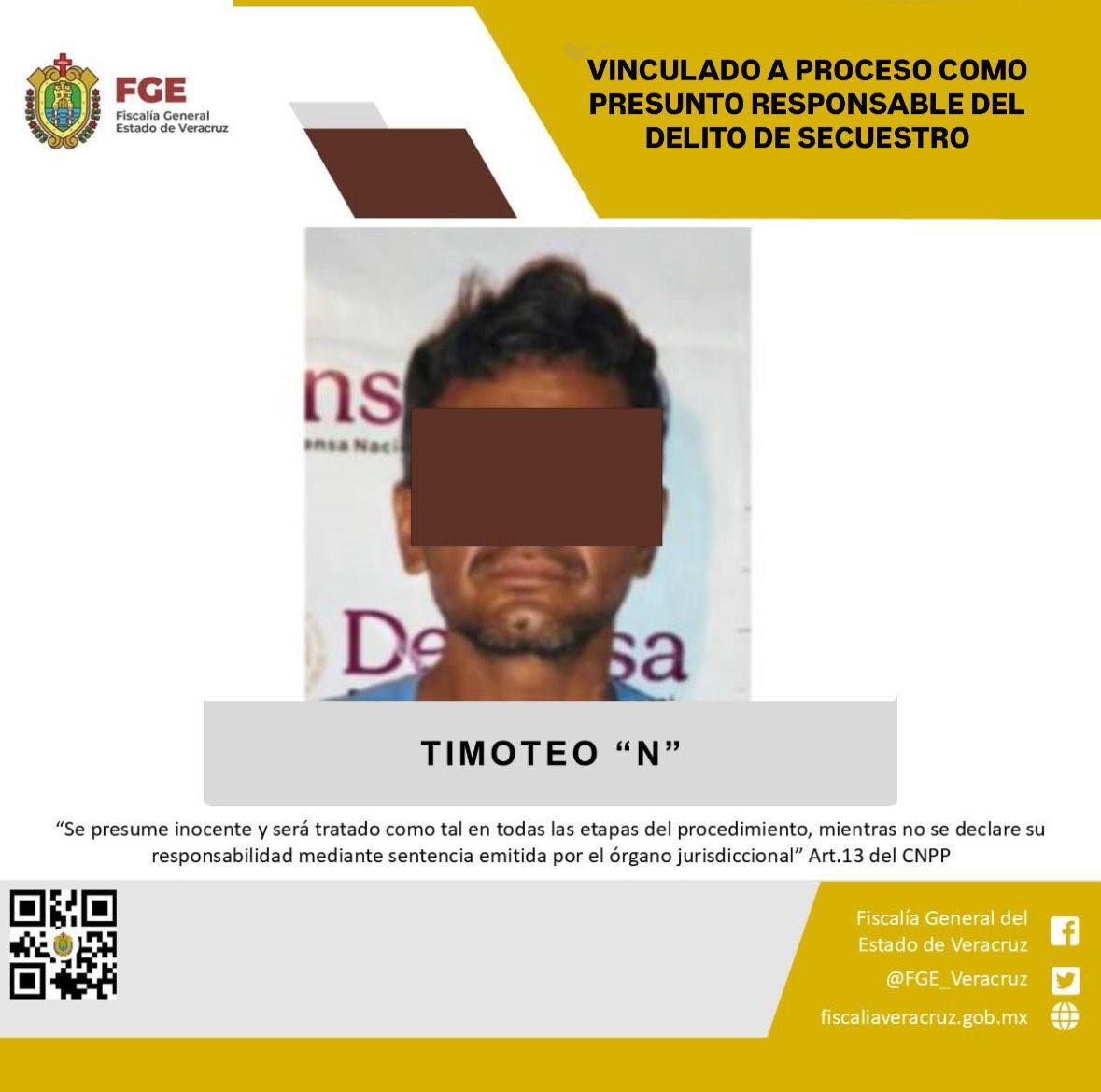 VINCULADO A PROCESO COMO PRESUNTO RESPONSABLE DEL DELITO DE SECUESTRO
