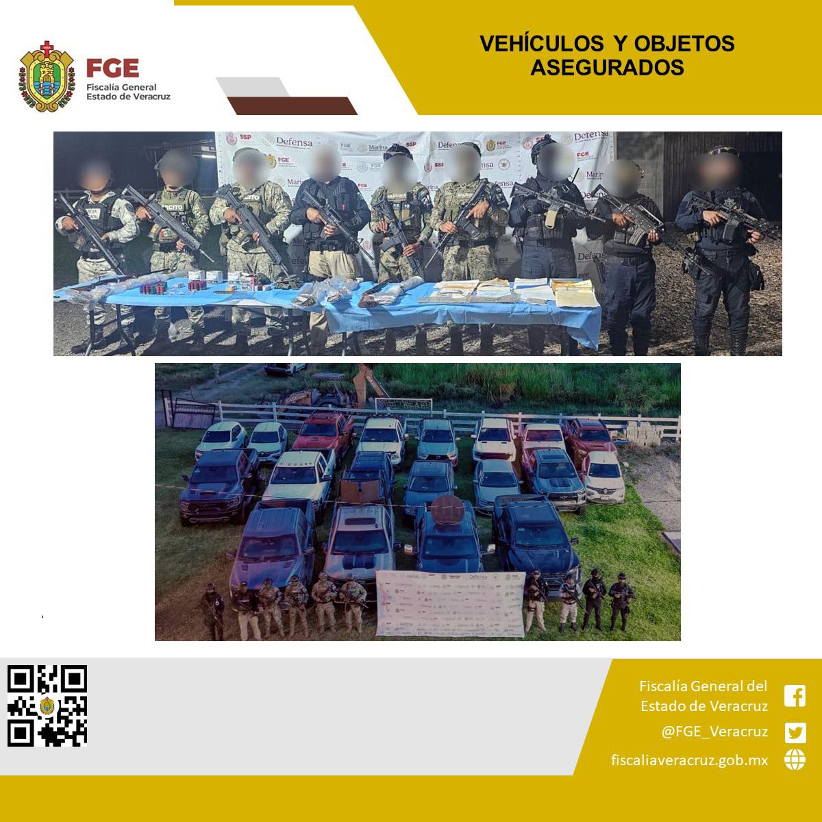 VEHÍCULOS Y OBJETOS ASEGURADOS EN OPERATIVO DE CATEO CON FUERZAS FEDERALES Y ESTATALES EN TIERRA BLANCA