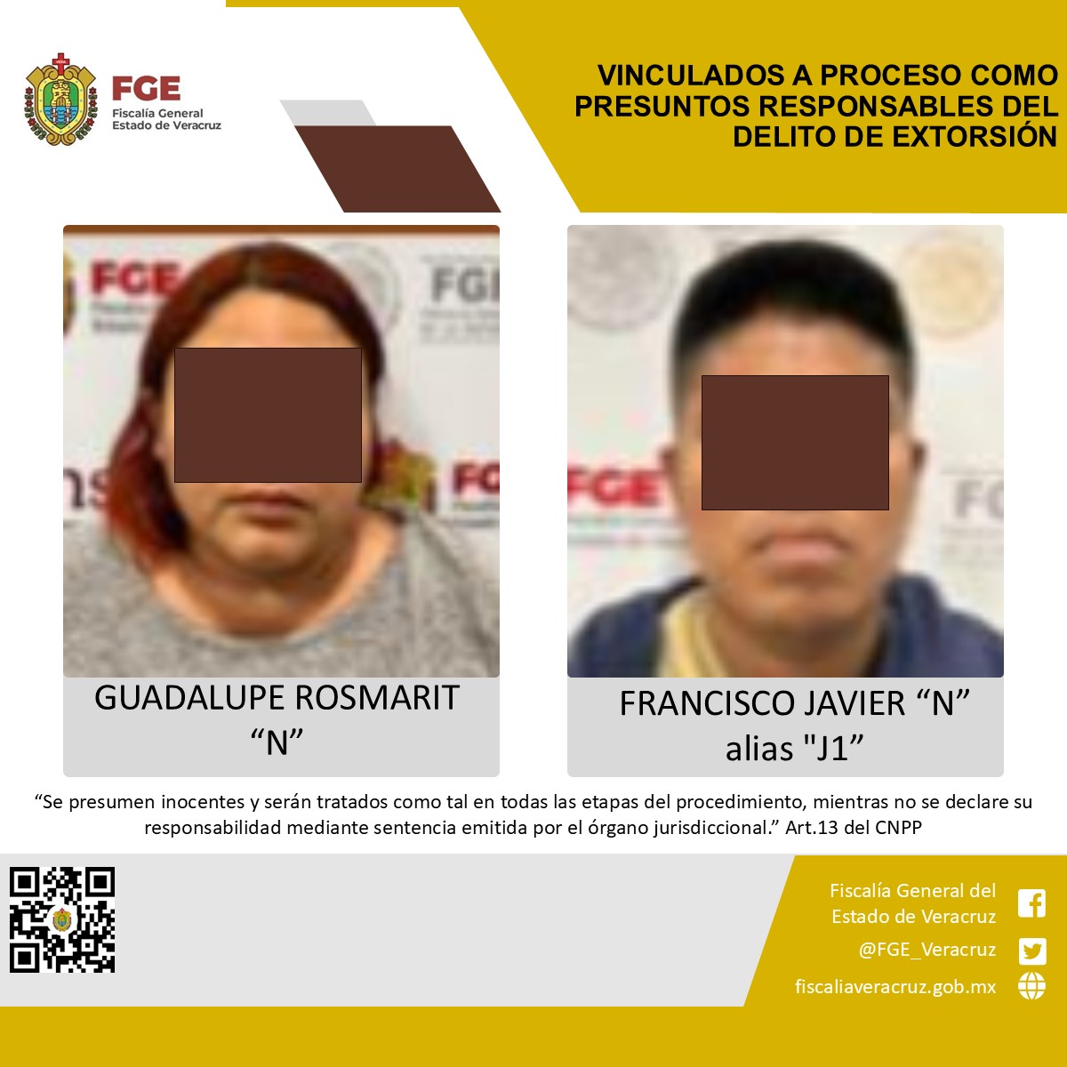 Vinculados a proceso presuntos líderes de célula delictiva dedicada a la extorsión al sur del estado