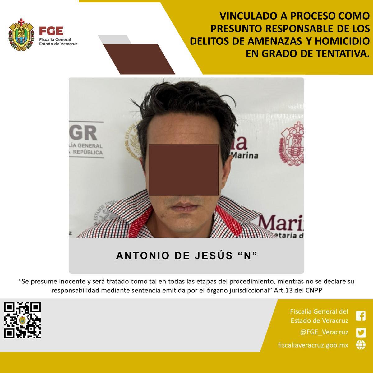 VINCULADO A PROCESO EX DIRIGENTE DEL PRD EN VERACRUZ, COMO PRESUNTO RESPONSABLE DE LOS DELITOS DE AMENAZAS Y HOMICIDIO EN GRADO DE TENTATIVA.