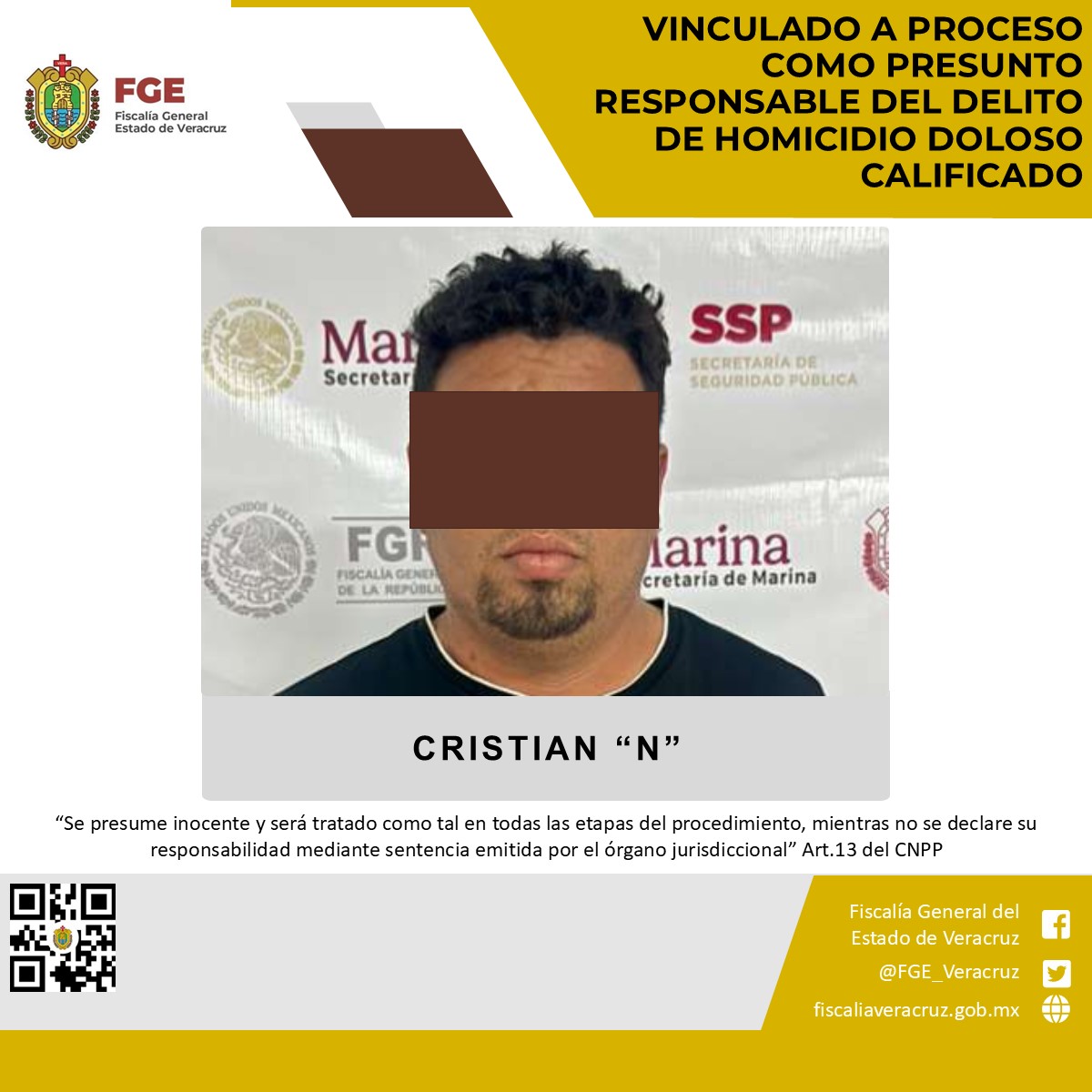 Vinculado a proceso como presunto responsable del delito de homicidio doloso calificado