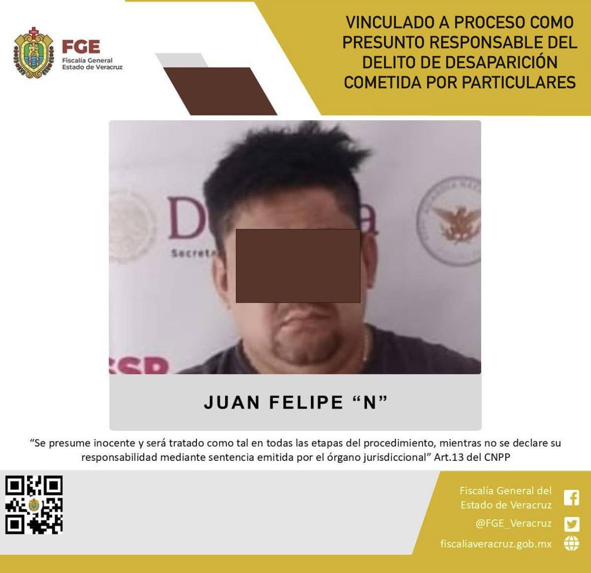 Vinculado a proceso como presunto responsable del delito de desaparición cometida por particulares