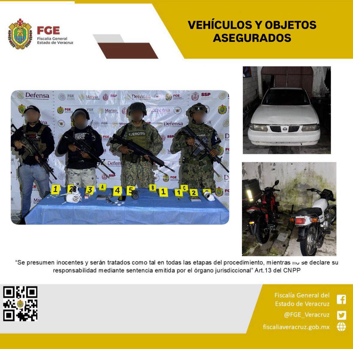 VEHÍCULOS Y OBJETOS ASEGURADOS EN OPERATIVO DE CATEO CON FUERZAS FEDERALES EN HUATUSCO