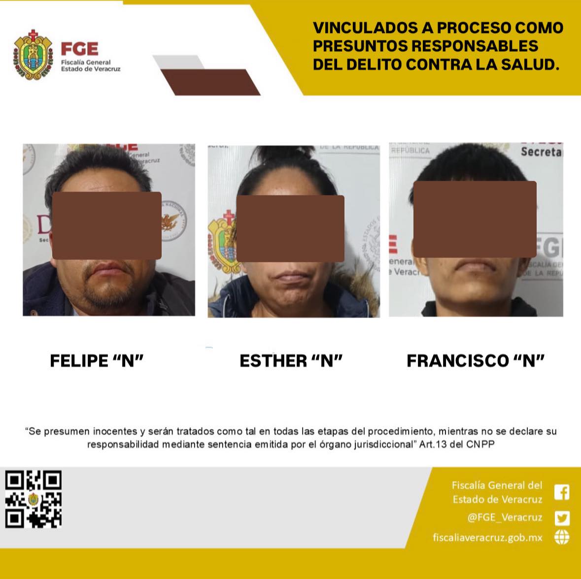 VINCULADOS A PROCESO COMO PRESUNTOS RESPONSABLES DEL DELITO CONTRA LA SALUD.