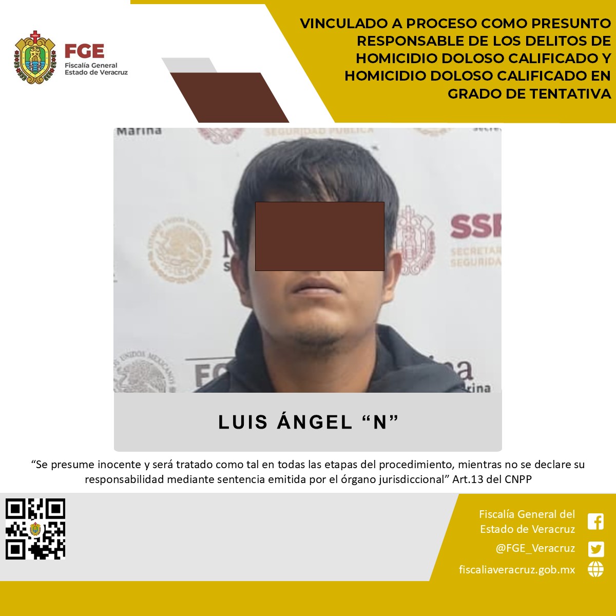 Vinculado a proceso como presunto responsable de los delitos de homicidio doloso calificado y homicidio doloso calificado en grado de tentativa