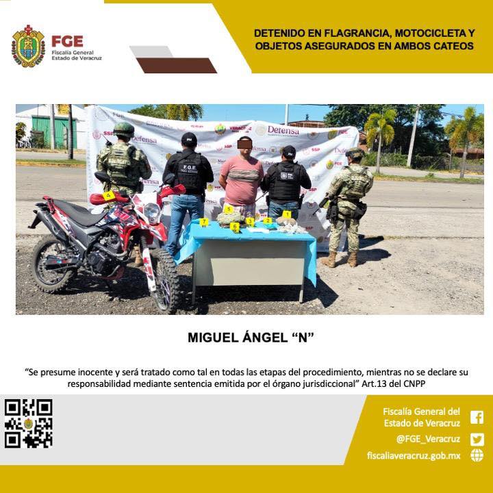 UN PERSONA DETENIDA, MOTOCICLETA Y OBJETOS ASEGURADOS EN OPERATIVOS DE CATEO CON FUERZAS FEDERALES.