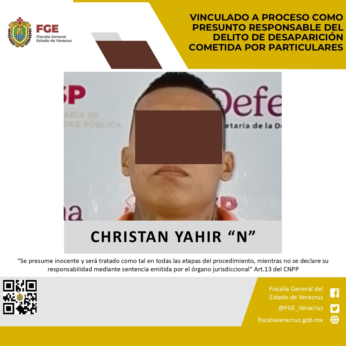 Vinculado a proceso como presunto responsable del delito de desaparición cometida por particulares