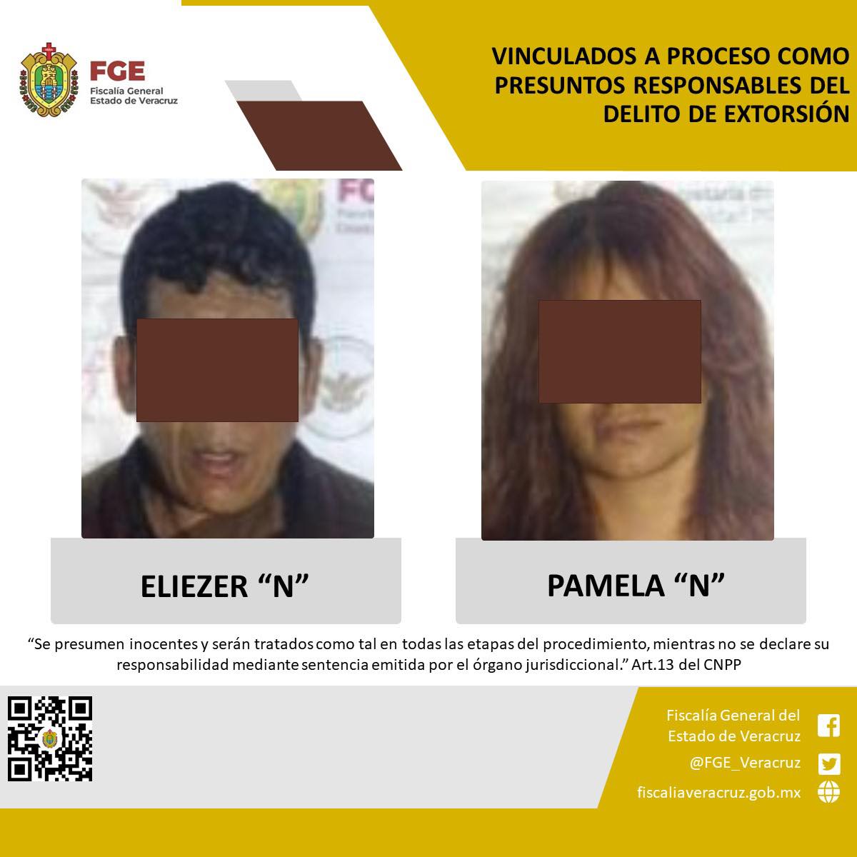 Vinculados a proceso presuntos responsables del delito de extorsión