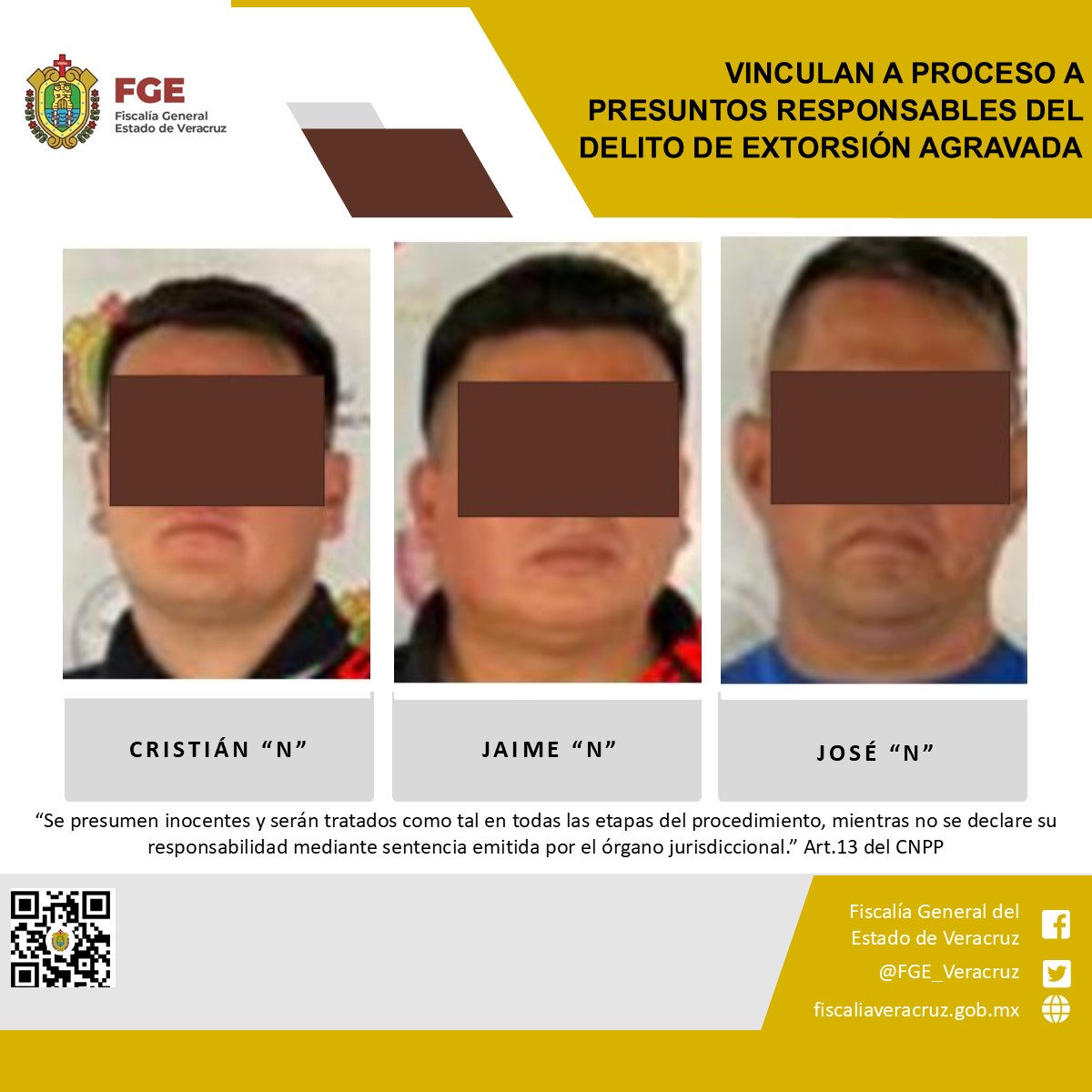Vinculan a proceso a presuntos responsables del delito de extorsión agravada en Coatepec