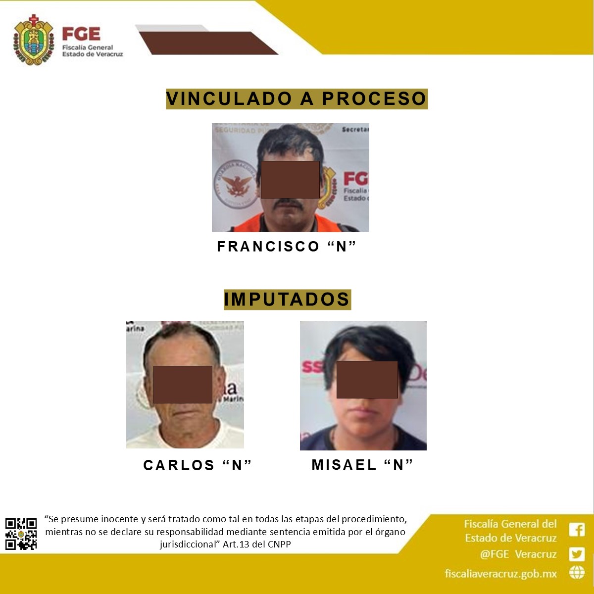 FGE suma imputaciones y vinculaciones a proceso por feminicidio, extorsión y abuso sexual de menores de edad en diversos municipios de la entidad