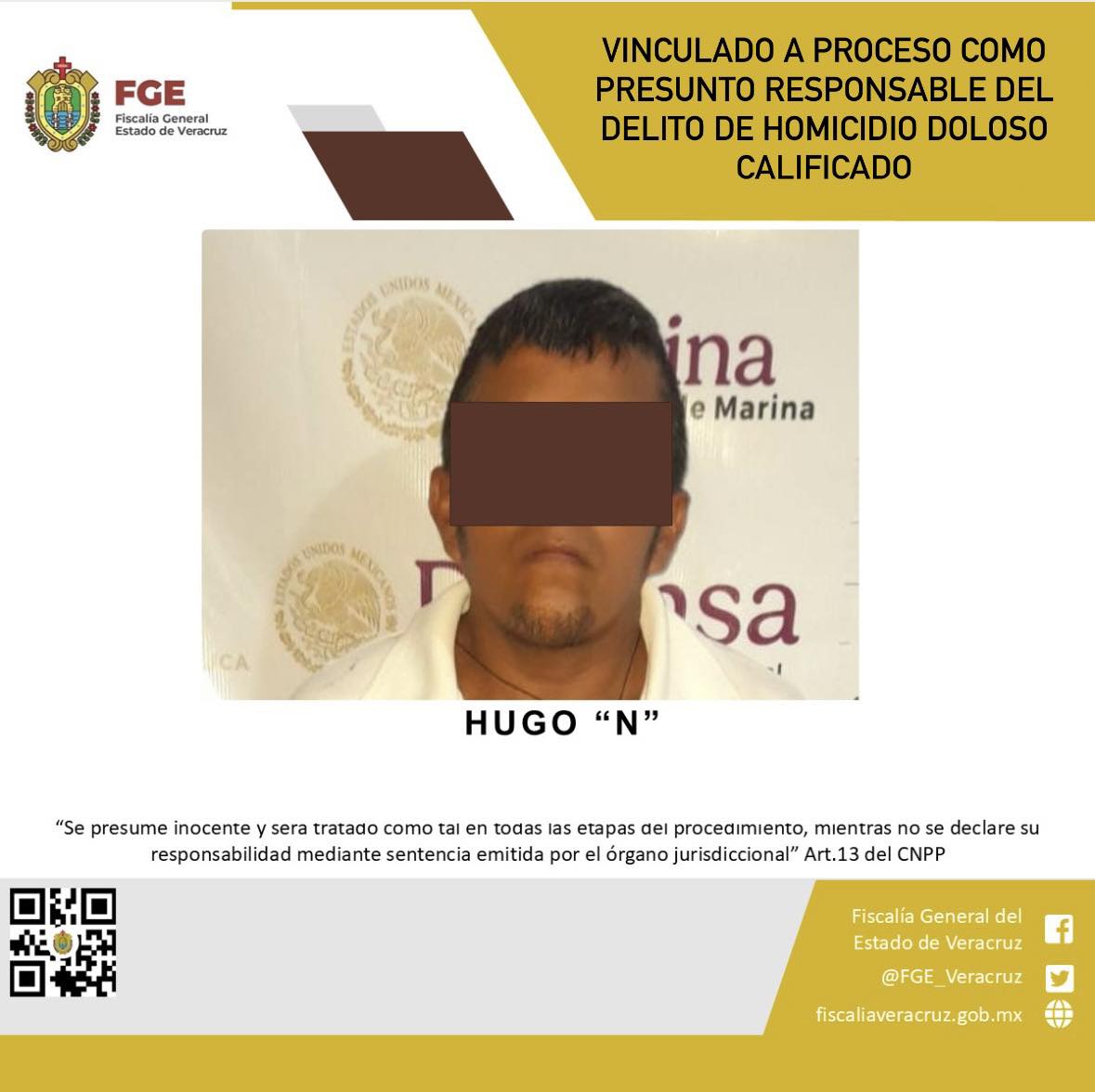 Vinculado a proceso como presunto responsable del delito de homicidio doloso calificado