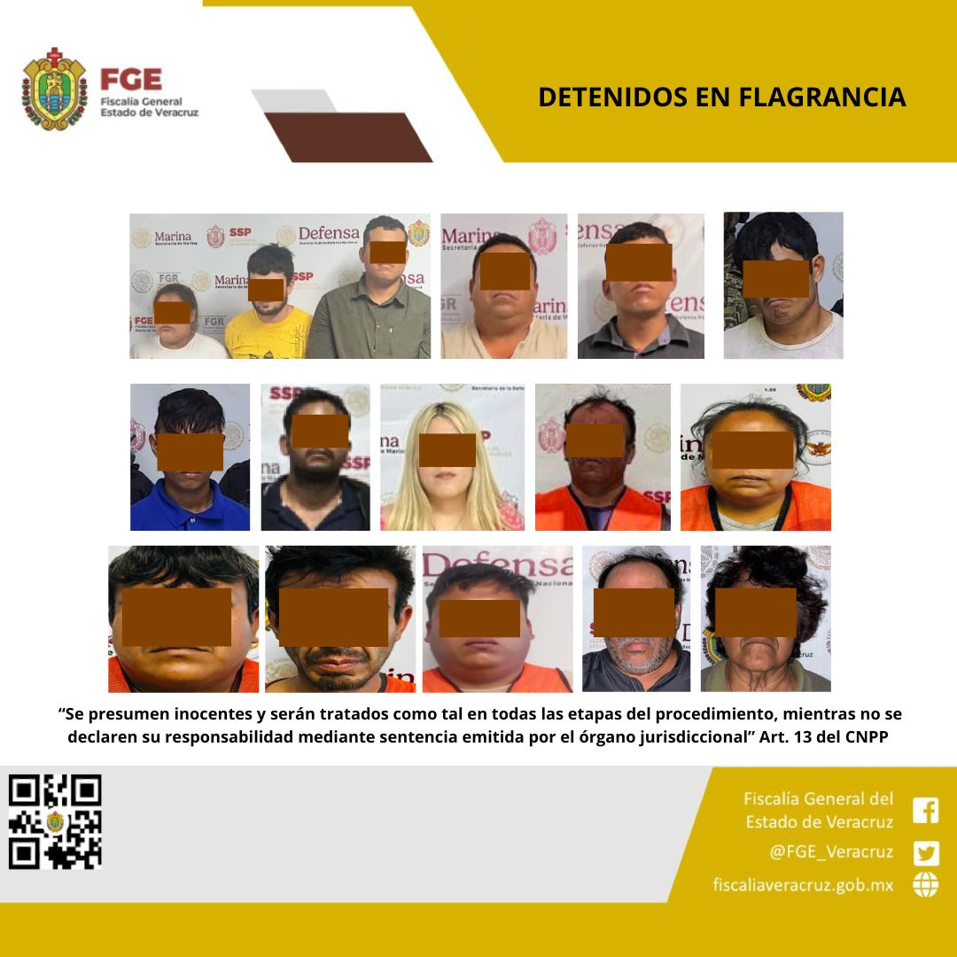 Fiscalía General del Estado detiene a 16 personas en cateos realizados en diversos municipios del Estado