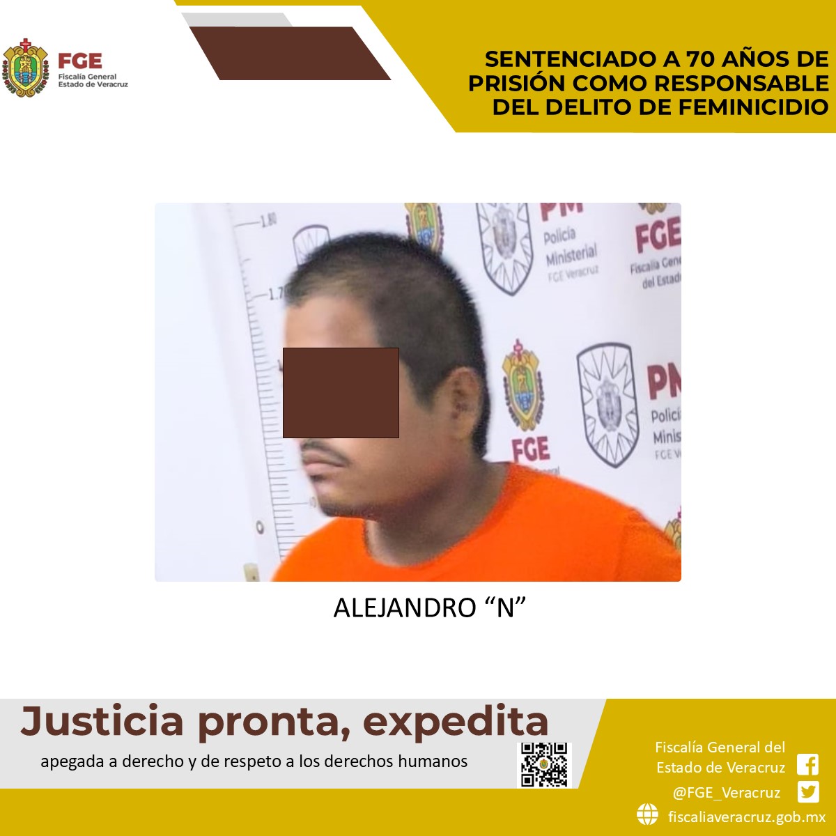 Sentenciado a 70 años por feminicidio en la zona sur de la entidad