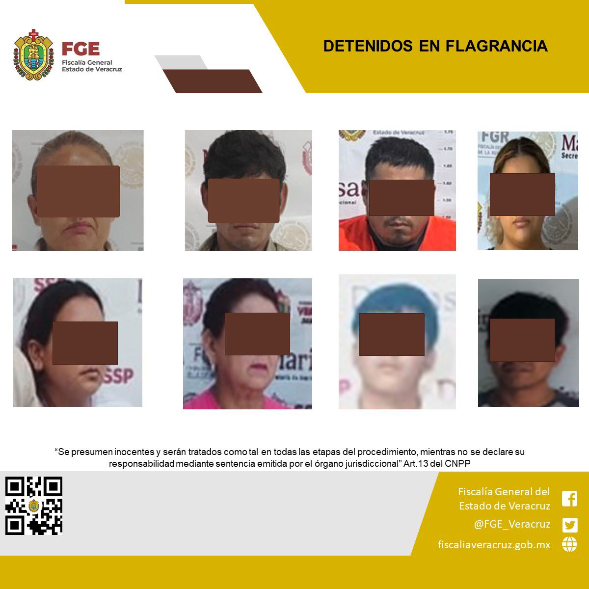 Fiscalía General del Estado detiene a 8 personas en cateos realizados en diversos municipios del Estado