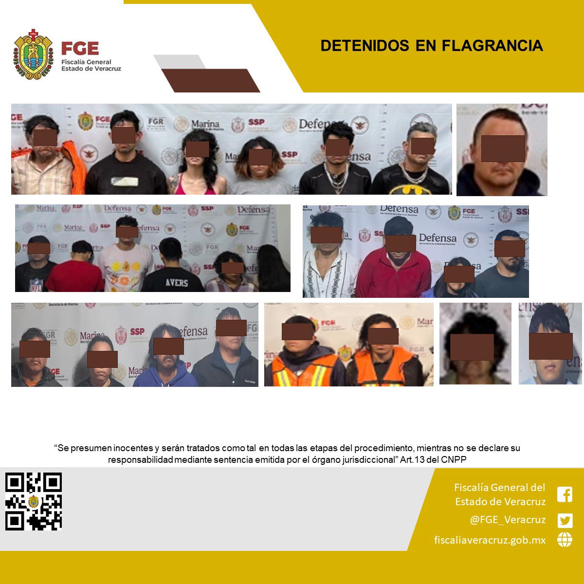 Fiscalía General del Estado detiene a 26 personas durante cateos realizados en diversos municipios