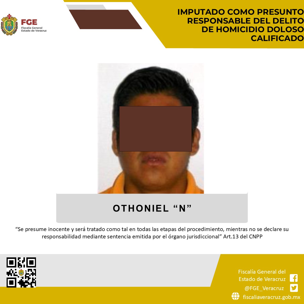 Prisión preventiva oficiosa en contra de presunto homicida en Papantla