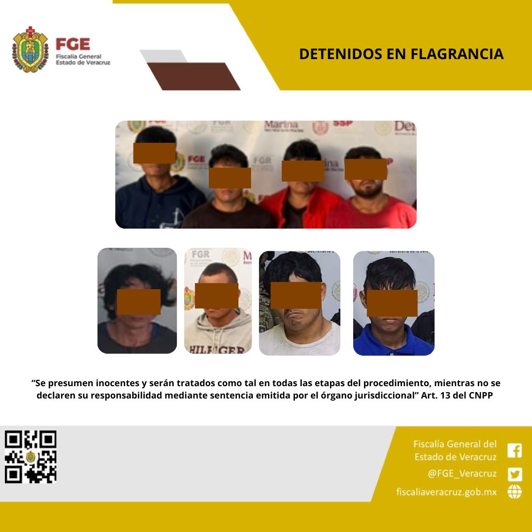 Fiscalía General del Estado detiene a 8 personas en cateos realizados en diversos municipios del Estado