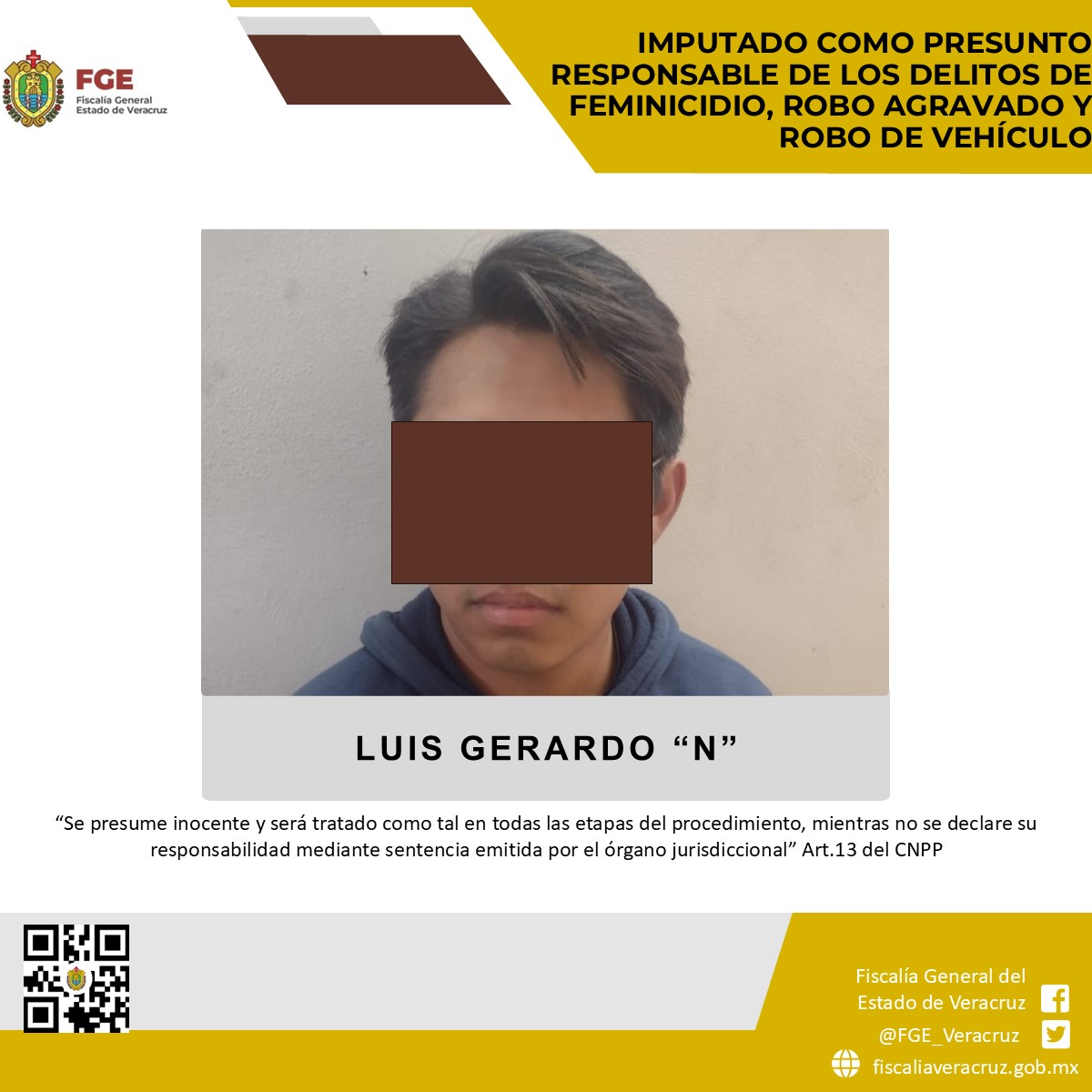 Prisión preventiva oficiosa a presunto responsable de los delitos de feminicidio, robo agravado y robo de vehículo