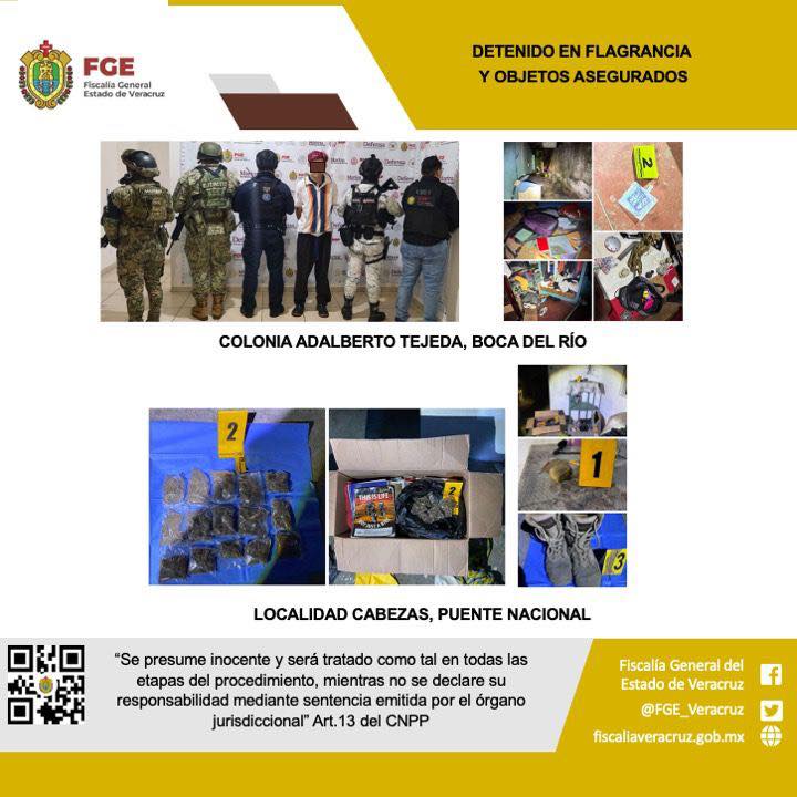 En la región Veracruz, FGE, Fuerzas Federales y Estatales ejecutan dos cateos y detienen a una persona