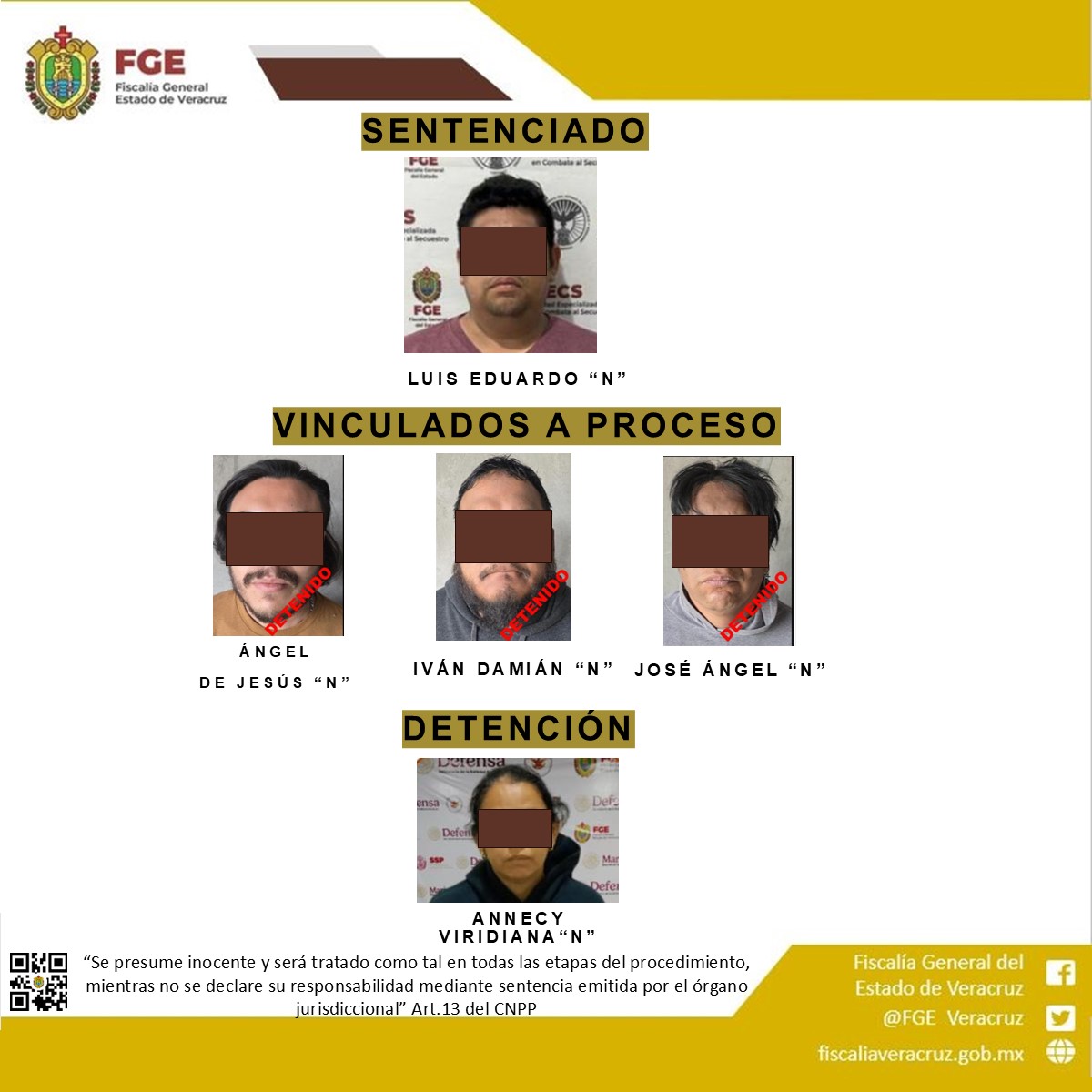 UECS obtiene sentencia condenatoria de 50 años por secuestro agravado, logra vinculación a proceso por secuestro específico y realiza detención en Tamaulipas por extorsión agravada