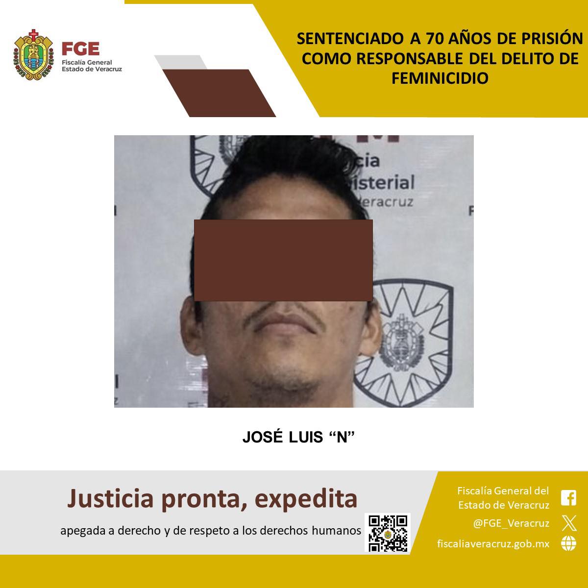 Sentencian a 70 años de prisión a responsable de feminicidio en Coatzacoalcos