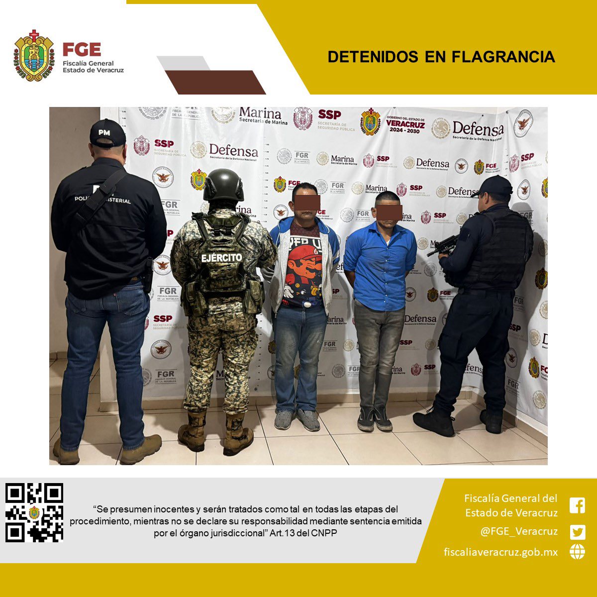 En Boca del Río, dos personas detenidas y objetos asegurados en operativo de cateo con fuerzas federales y estatales
