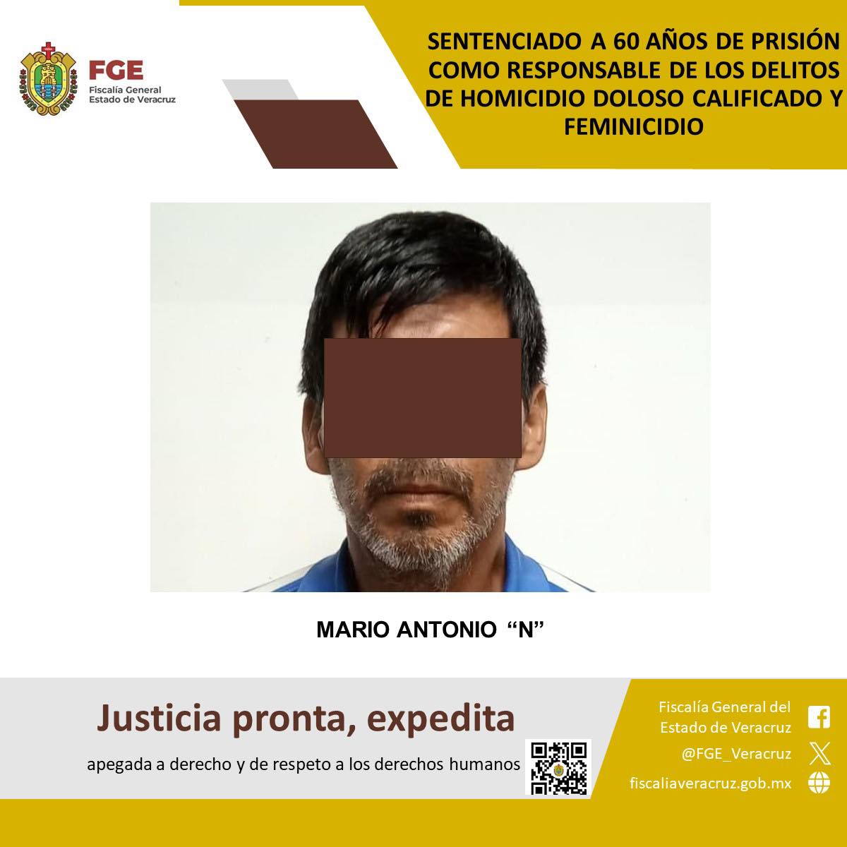 En Orizaba, sentencian a 60 años de prisión a responsable de homicidio doloso calificado y feminicidio