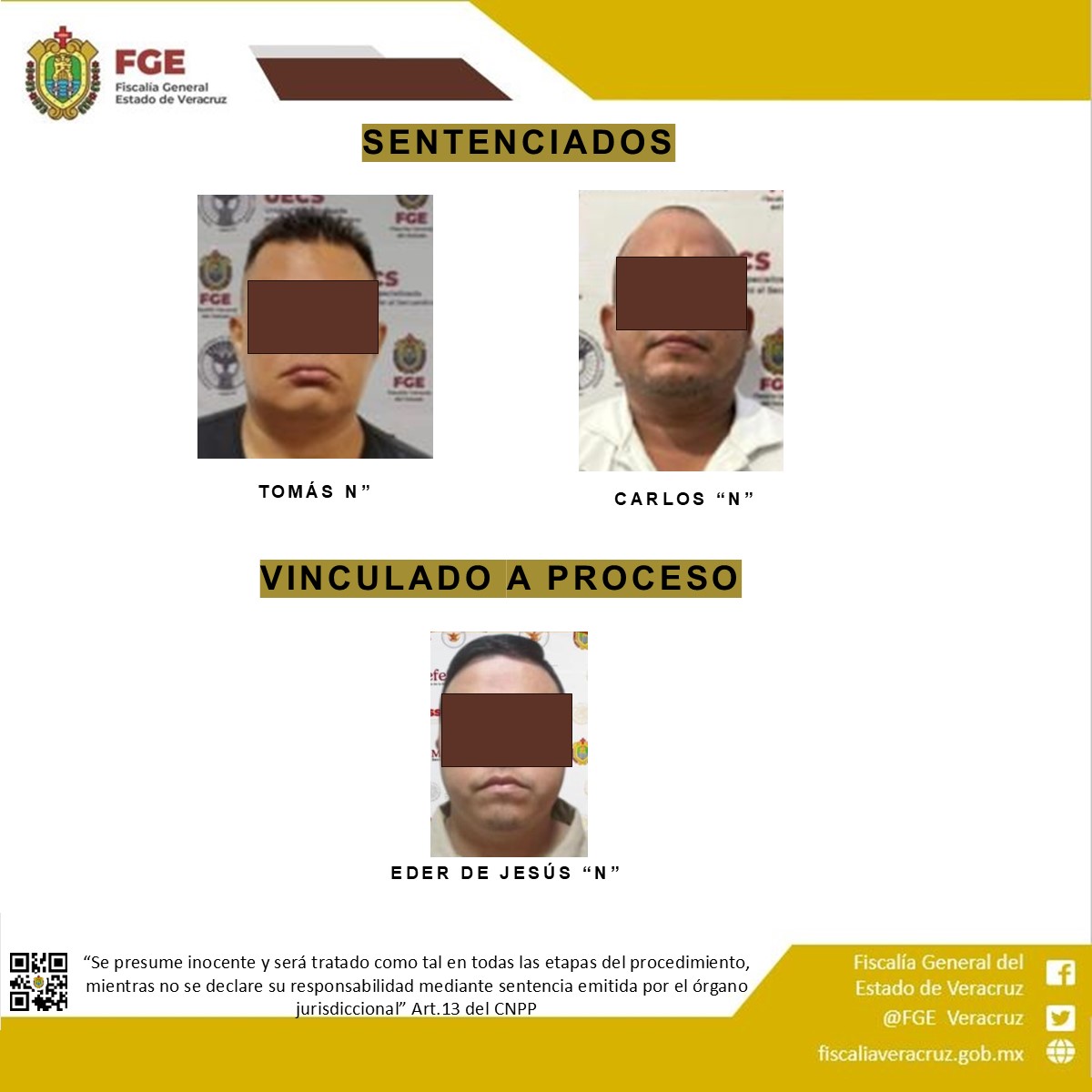 Dictan sentencia y vinculan a proceso a presuntos responsables de secuestro agravado en Veracruz