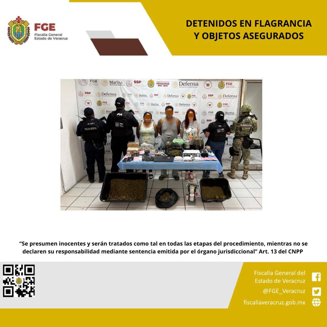 En Xalapa, tres personas detenidas y objetos asegurados en operativo de cateo con fuerzas federales y estatales
