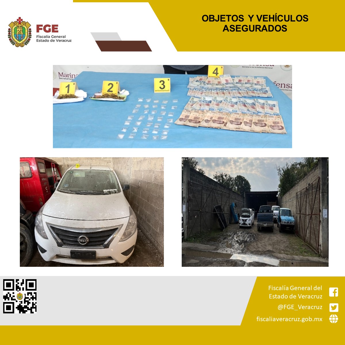 En Santiago Sochiapan y Carlos A. Carrillo, diligencias de cateo permiten detención y aseguramiento de vehículos e indicios