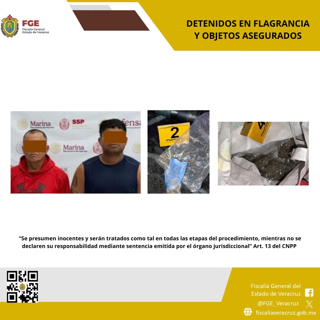 Detenidos en flagrancia y objetos asegurados en operativo de cateo con fuerzas federales y estatales en Veracruz