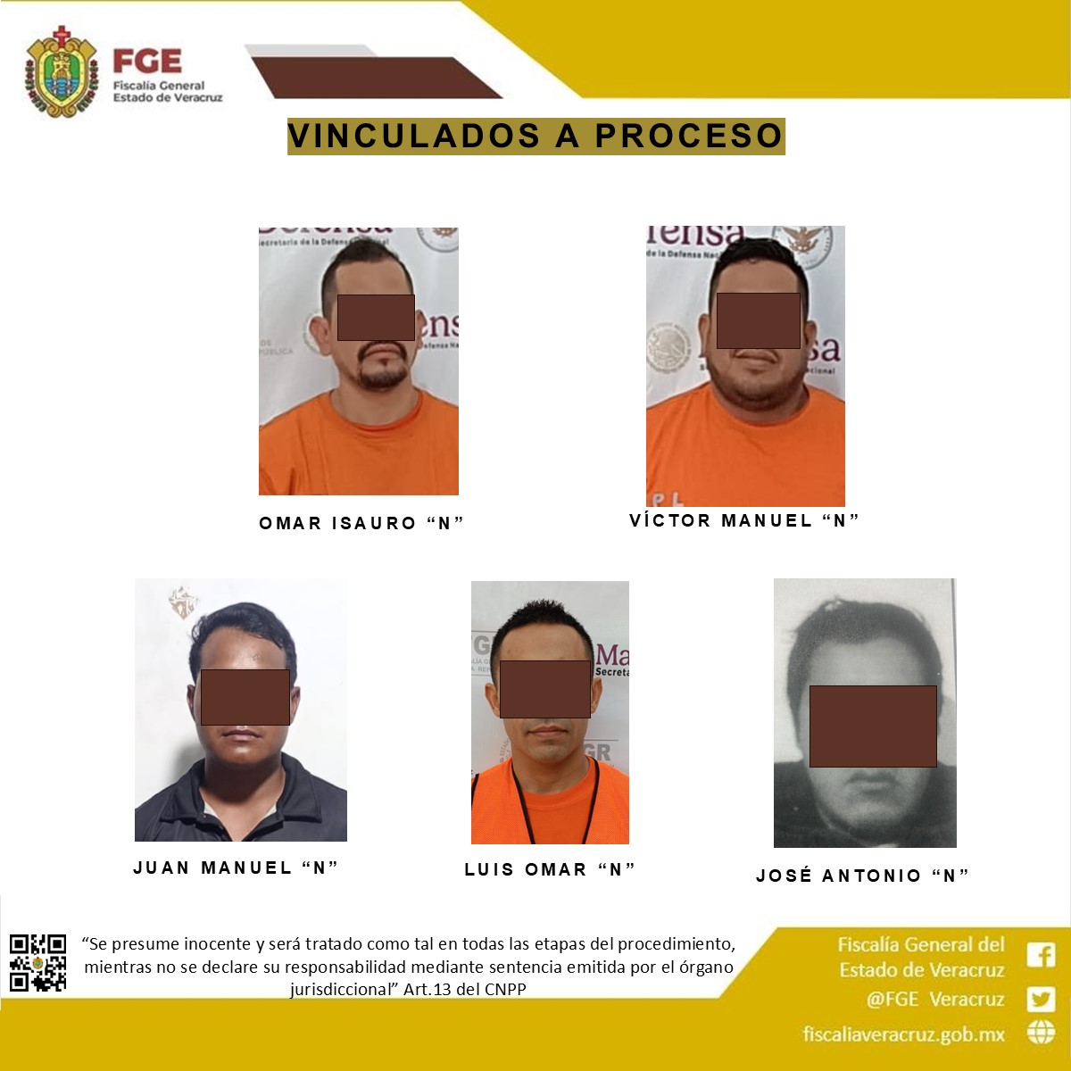 Fiscalía de Veracruz logra vinculaciones a proceso por homicidio, delitos contra la salud, robo de vehículo y violencia de género